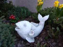 Cheerful Fish Sculpture Concrete Garden