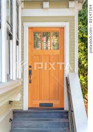 Wooden Front Door With Three Glass