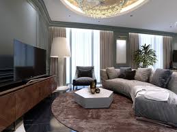 Living Room With A Semi Circular Sofa