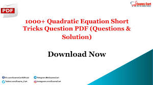 1000 Quadratic Equation Short Tricks