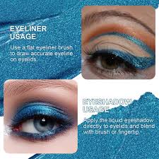 blue liquid eyeliner glitter eye makeup