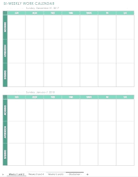 Printable Calendar Template Week Excel One 4 Free Weekly