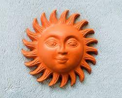 Sun Face Pottery Wall Hanging Naturel