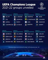 chions league 2021 22 groups unveiled