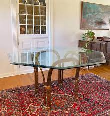 Brass And Glass Dining Table Vintage