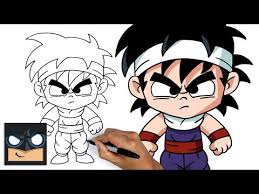 Draw two ovals & shape for the upper body. How To Draw Kid Gohan Dragon Ball Z Draw It