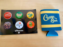 pinback ons and beer cozy