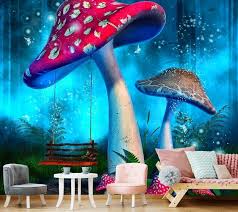 Wall Mural Fairy Forest Mushrooms Photo