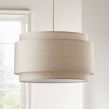 Avery Linen Double Drum Pendant Light Reviews Crate And Barrel