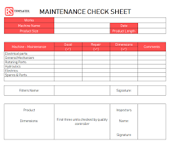 Maintenance Checklist Template 10 Daily Weekly