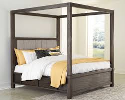 Bed frames bedroom sets headboards all beds. Dellbeck Dark Brown King Canopy Bed With 4 Storage Drawers Mathis Brothers Furniture