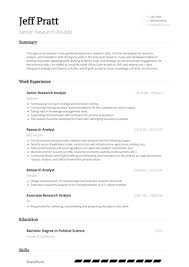Research Analyst Resume Samples Templates Visualcv