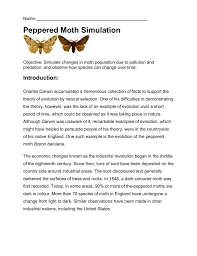 Then open the simulation and follow the directions on the website and worksheet. Peppered Moth Simulation