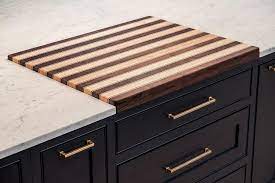 Build these cabinets > 5. Kitchen Island With Built In Striped Cutting Board Transitional Kitchen