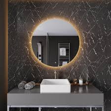 Anzzi 32 In Diam Led Back Lighting Bathroom Mirror With Defogger Silver