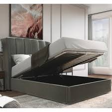 isabella grey velvet ottoman bed frame