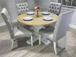 120cm Round Whitewash Oak Trestle Table