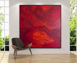 Red Original Acrylic Painting Abstract