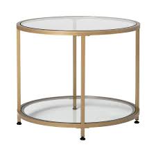 Add style to your home, with pieces that add to your decor while providing hidden storage. Carbon Loft Heimlich Round Glass Side Table With Metal Frame Overstock 22727320 Gold
