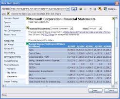 Exporting Financial Statements In Msn Money To Excel