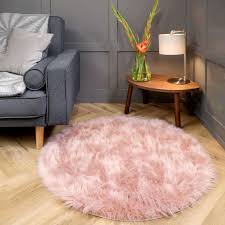 blush pink faux fur sheepskin rug