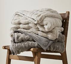Faux Fur Ruched Throw Blankets
