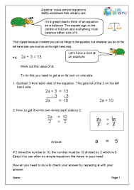 Solve Simple Equations Algebra For