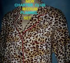 New M Set Charter Club Cat Cotton Flannel Leopard Pyjama