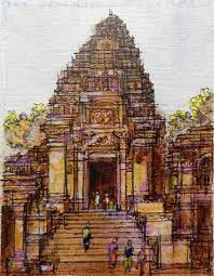 Old Temple, Painting by Professional Artist Natubhai Mistry