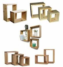 Wooden Wall Floating Cube Box Shelf