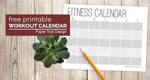 free printable workout calendar