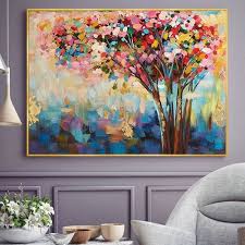 Blooming Tree Oil Painting On Canvas