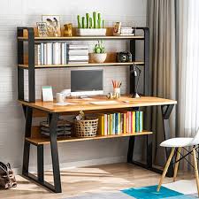 From handmade wood desks exuding high quality and luxurious design to contemporary computer desks to give your laptop a home it needs. 1 2 Tiers Computer Desk Bookshelf Modern Writing Study Desk With Storage Shelf Space Saving Desktop Organizer Workstation For Home Office Sale Banggood Com