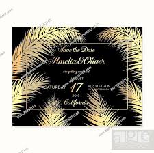 wedding invitation cards with gold palm