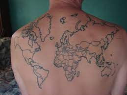 High quality handmade world globes :: Backpacker Gets Giant World Map Tattoo On His Back Colors In The Countries He Visits On His Travels