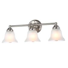 Hampton Bay Ashhurst 3 Light Brushed Nickel Vanity Light With Frosted Glass Shades Egm1393a 4 Bn The Home Depot