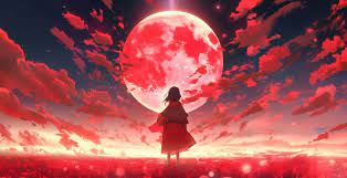 red moon anime desktop wallpaper