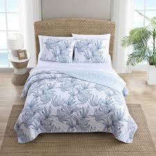 Tommy Bahama Kayo Cotton Reversible Blue Quilt Set Full Queen