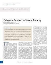 pdf collegiate baseball in season training