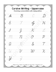 practicing cursive letters with missing