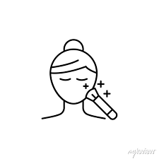 woman face brush icon simple line