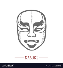kabuki mask in hand drawn style royalty