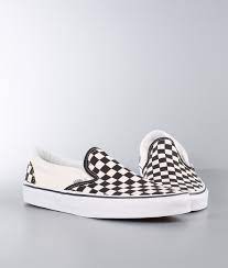 They have a white leather body with a black patent heel and toe. Vans Ua Classic Slip On Schuhe Black White Checkerboard White Ridestore De