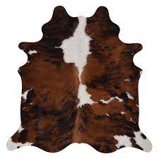 real cowhide rug brindle white