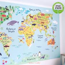 Reusable Fabric World Map Wall Sticker