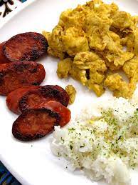 portuguese sausage rice and eggs