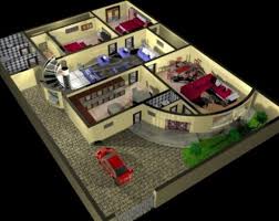 house plan and interior design 3d model