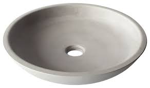 concrete shallow round bathroom vessel