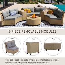 9 piece semicircle patio sofa set