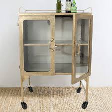 Metal Cabinet With Wheels And Glass